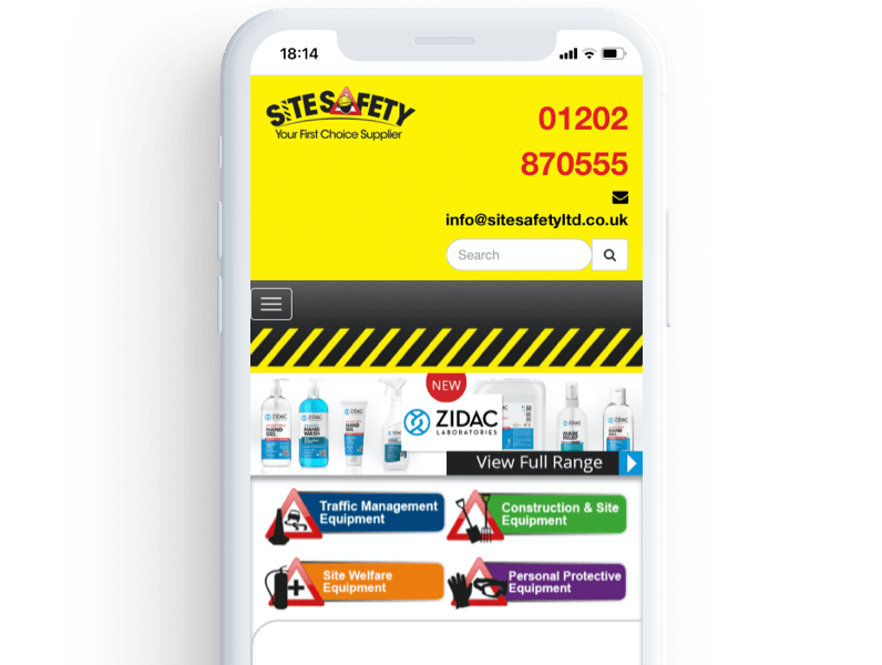 screenshot of site safety mobile website.